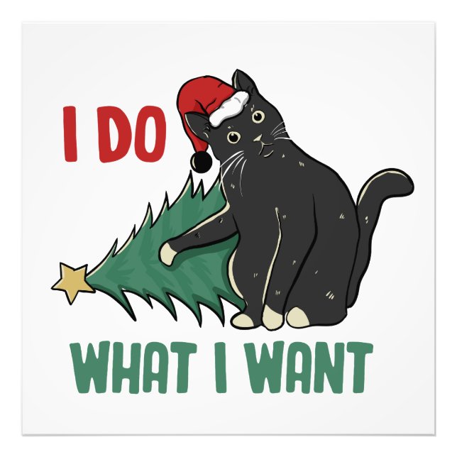 Impression Photo Je fais ce que je veux Noël Black Cat vacances (Devant)