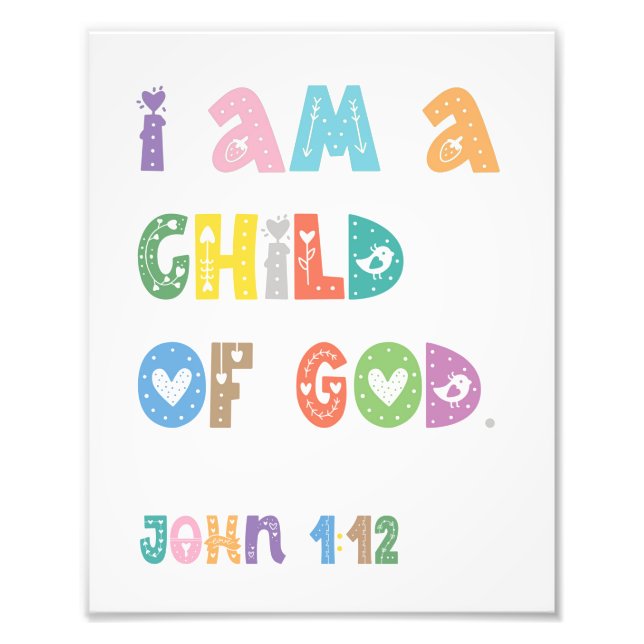Impression Photo Je Suis Un Enfant De Dieu, La Bible Verse (Devant)