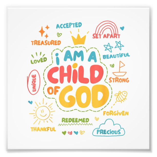Impression Photo Je suis un Enfant de Dieu Rétro chrétien Jésus Foi (Devant)