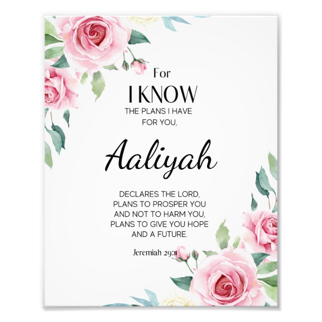 Impression Photo Jeremiah 29:11 Rose Personnaliser (Devant)