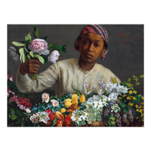Impression Photo Jeune femme avec des pivoines par Frederic Bazille