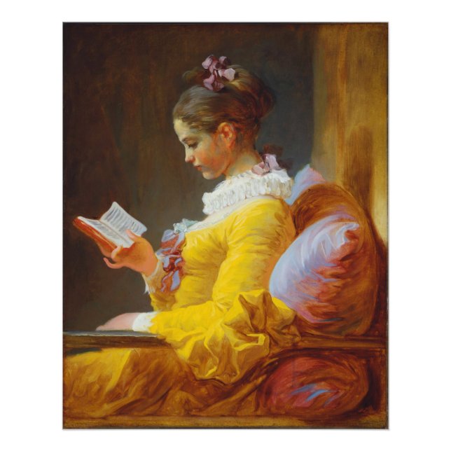 Impression Photo Jeune fille Lecture par Jean-Honore Fragonard, Gra (Devant)