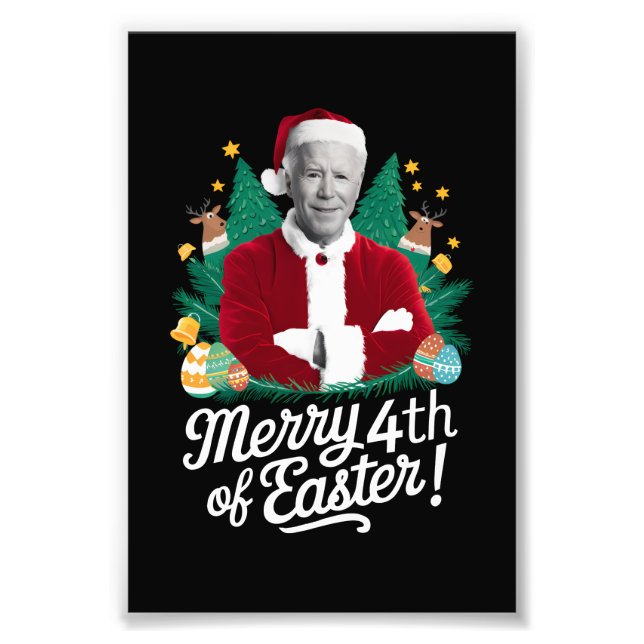 Impression Photo Joe Biden Noël Père Noël Joyeux 4ème Noël Pâques (Devant)