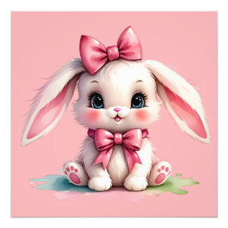 Impression Photo Joli lapin en rose