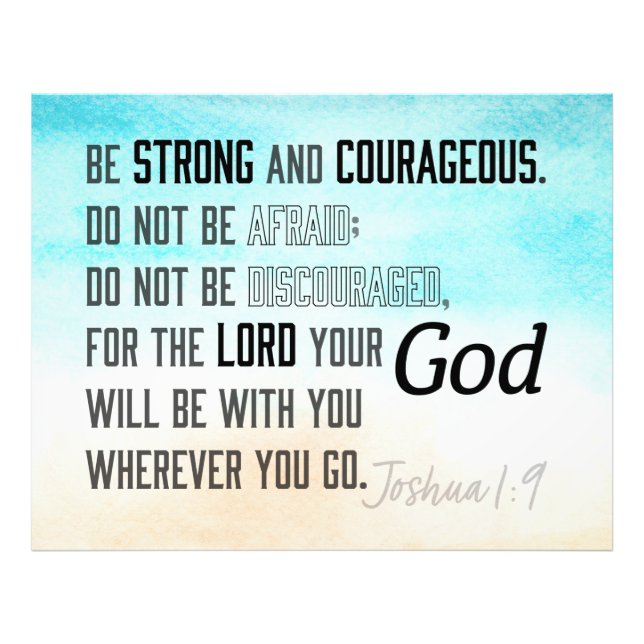 Impression Photo Josué 1:9 Bible Verse puissant et courageux (Devant)