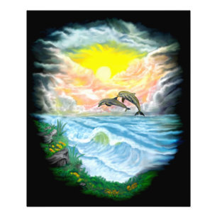 Impression Photo Jouer aux dauphins sous le soleil