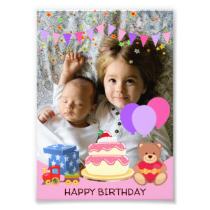 Impression Photo Jouets pour enfants roses mignonette Fête d'annive