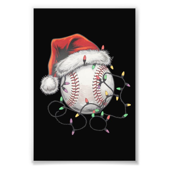 Impression Photo Joueur de baseball de Noël de père Noël Sports (Devant)