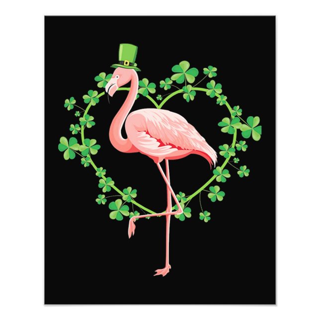 Impression Photo Jour de la Saint Patrick Flamant rose Shamrock Coe (Devant)