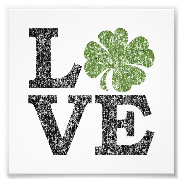 Impression Photo Jour de la Saint Patrick LOVE avec shamrock (Devant)