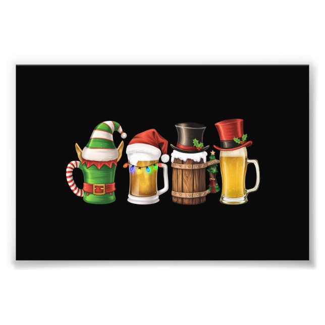Impression Photo Joyeuses bières de Noël Boire Père Noël Beer Lover (Devant)