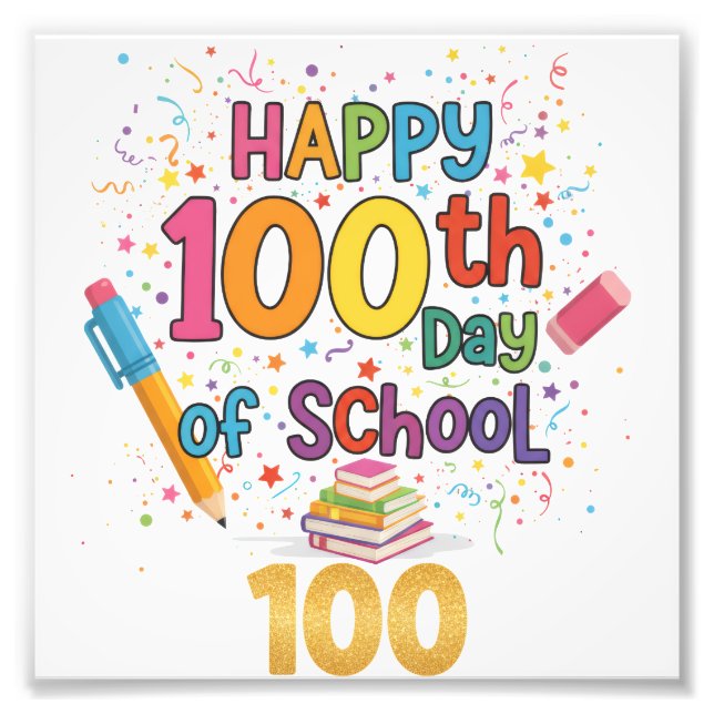 Impression Photo Joyeux 100e jour d'école (Devant)