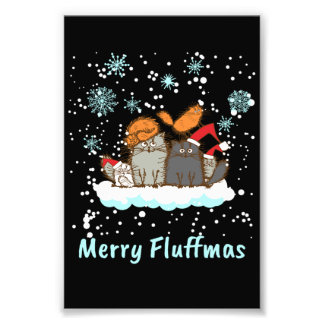 Impression Photo Joyeux Fluffmas Noël Chat Noël présent