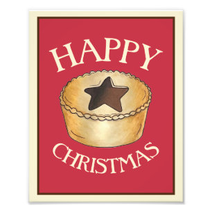Impression Photo Joyeux Noël Royaume-Uni Mince Pie Illustration