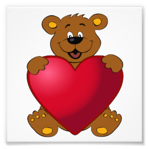 Impression Photo Joyeux nounours avec caricature cardiaque filles