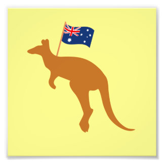 Impression Photo kangourou drapeau australie jaune