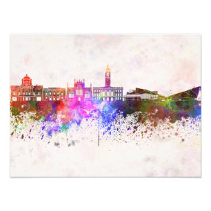 Impression Photo Kingston Upon Hull skyline in watercolor backgroun