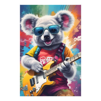 Impression Photo Koala jouant de la guitare, du graffiti