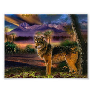 Impression Photo La chasse au loup en montagne