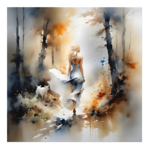 Impression Photo La Dame À Travers Une Forêt