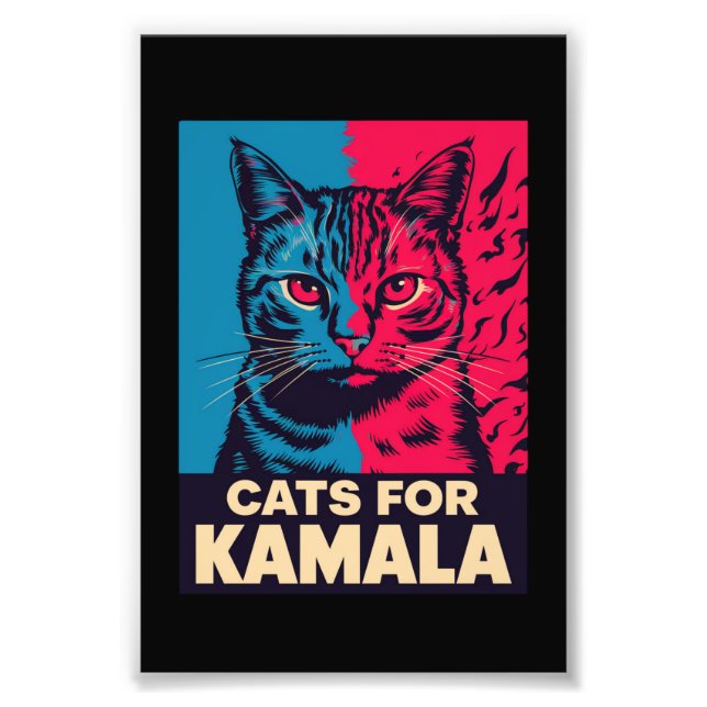 Impression Photo La dame aux chats sans enfants vote Kamala Harris  (Devant)