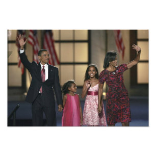 Impression Photo la famille de Barak Obama fait signe la dernière n