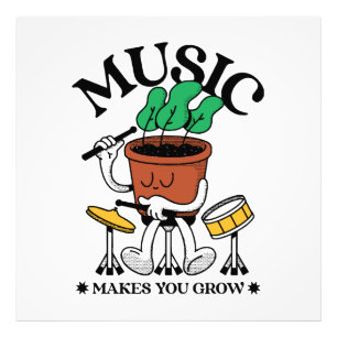 Impression Photo La musique fait grandir le batteur de plantes