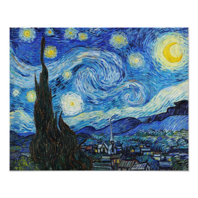 Impression Photo La nuit étoilée (1889) de Vincent Van Gogh. (Devant)