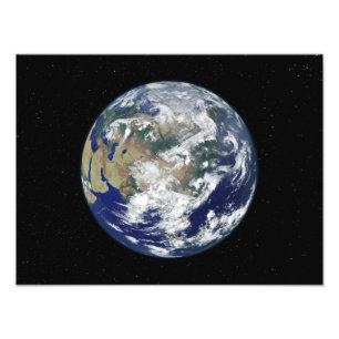 Impression Photo La terre entièrement allumée portée sur l'Asie