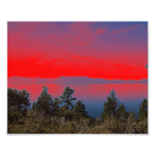 Impression Photo Lac Et Ciel Rouge