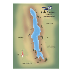 Impression Photo Lac Malawi, carte de voyage