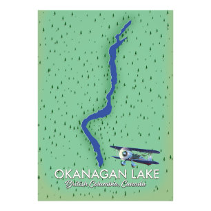 Impression Photo Lac Okanagan Colombie-Britannique Carte du Canada