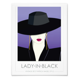 Impression Photo Lady In Black - style des années 80 Patrick Nagel