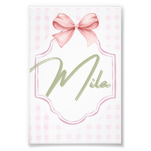 Impression Photo Lainey Baby Girl Nursery Bow&En vichy personnalisé