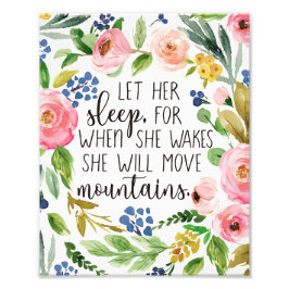 Impression Photo Laissez-la dormir aquarelle Floral Nursering Print