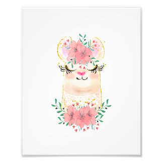 Impression photo lama aquarelle et florales