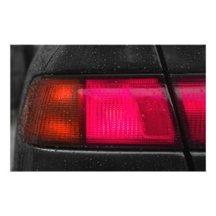 Impression Photo Lampe de voiture sous la pluie