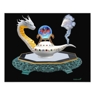 Impression Photo Lampe Dragon Céramique Blanche Magique