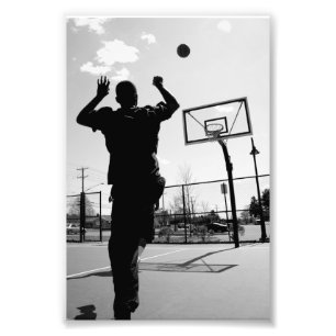 Impression Photo Lancer noir et blanc de basket-ball
