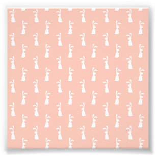 Impression Photo Lapin Blanc Joyeuses Pâques Féminin Rose Pastel Pr