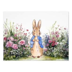 Impression Photo Lapin de Pâques classique avec fleurs sauvages