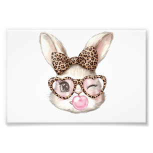 Impression Photo Lapin de Pâques Lunettes Mignonnes Léopard Lapin d