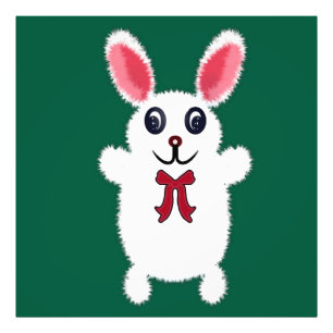 Impression Photo Lapin de Pâques Mignon, Doux et Blanc avec un Nœud