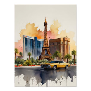 Impression Photo L'aquarelle de Las Vegas
