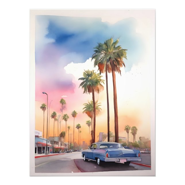 Impression Photo L'aquarelle de Los Angeles (Devant)