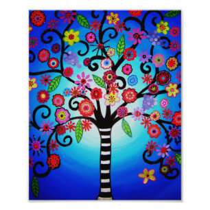Impression Photo L'arbre de la vie fleurit la peinture
