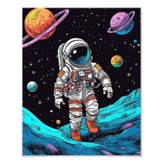 Impression Photo L'astronaute donne l'atterrissage de la lune aux e