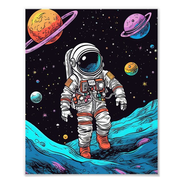 Impression Photo L'astronaute donne l'atterrissage de la lune aux e (Devant)