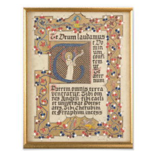 Impression Photo Latin Hymn Style médiéval Calligraphie illuminée
