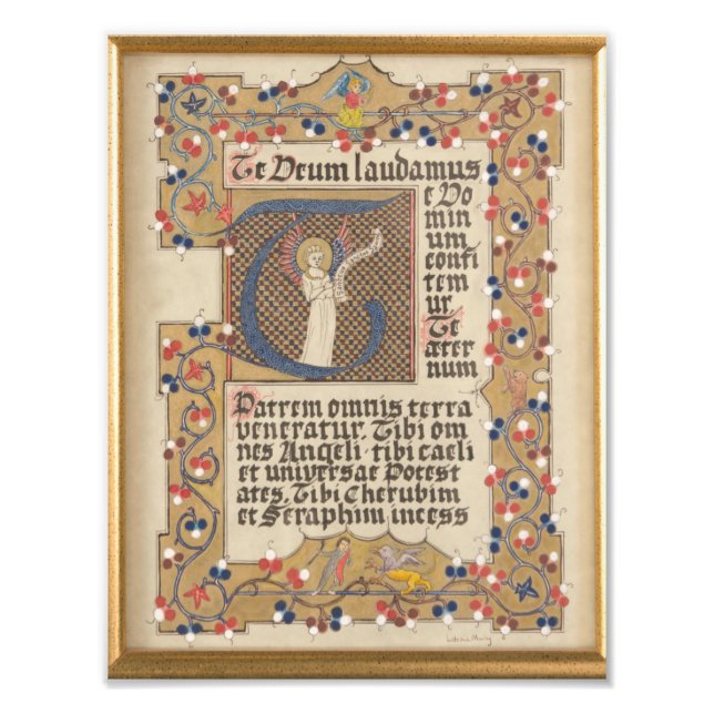 Impression Photo Latin Hymn Style médiéval Calligraphie illuminée (Devant)